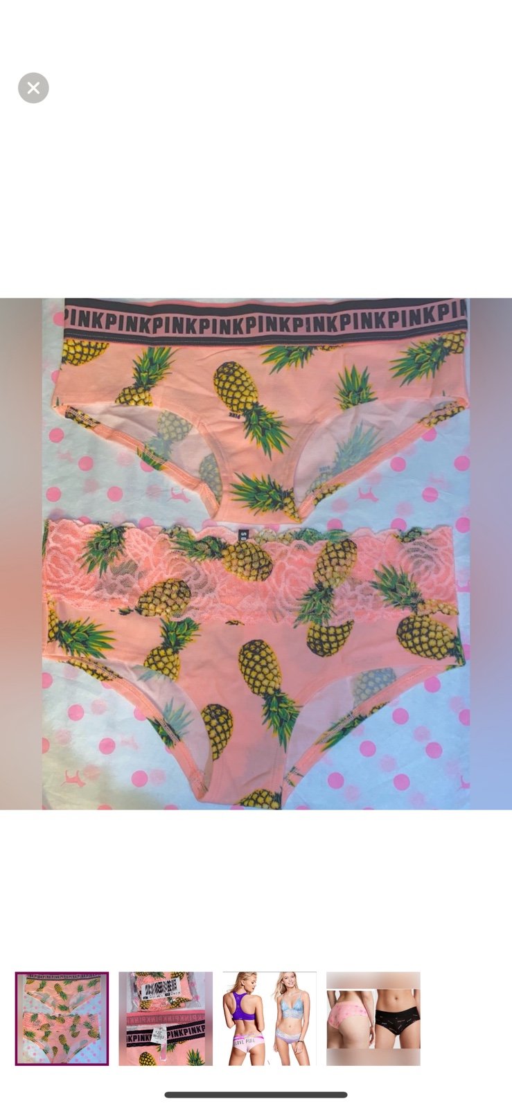 Victoria’s Secret Pink Panties bundle pink cotton panties lace hipster pineapple