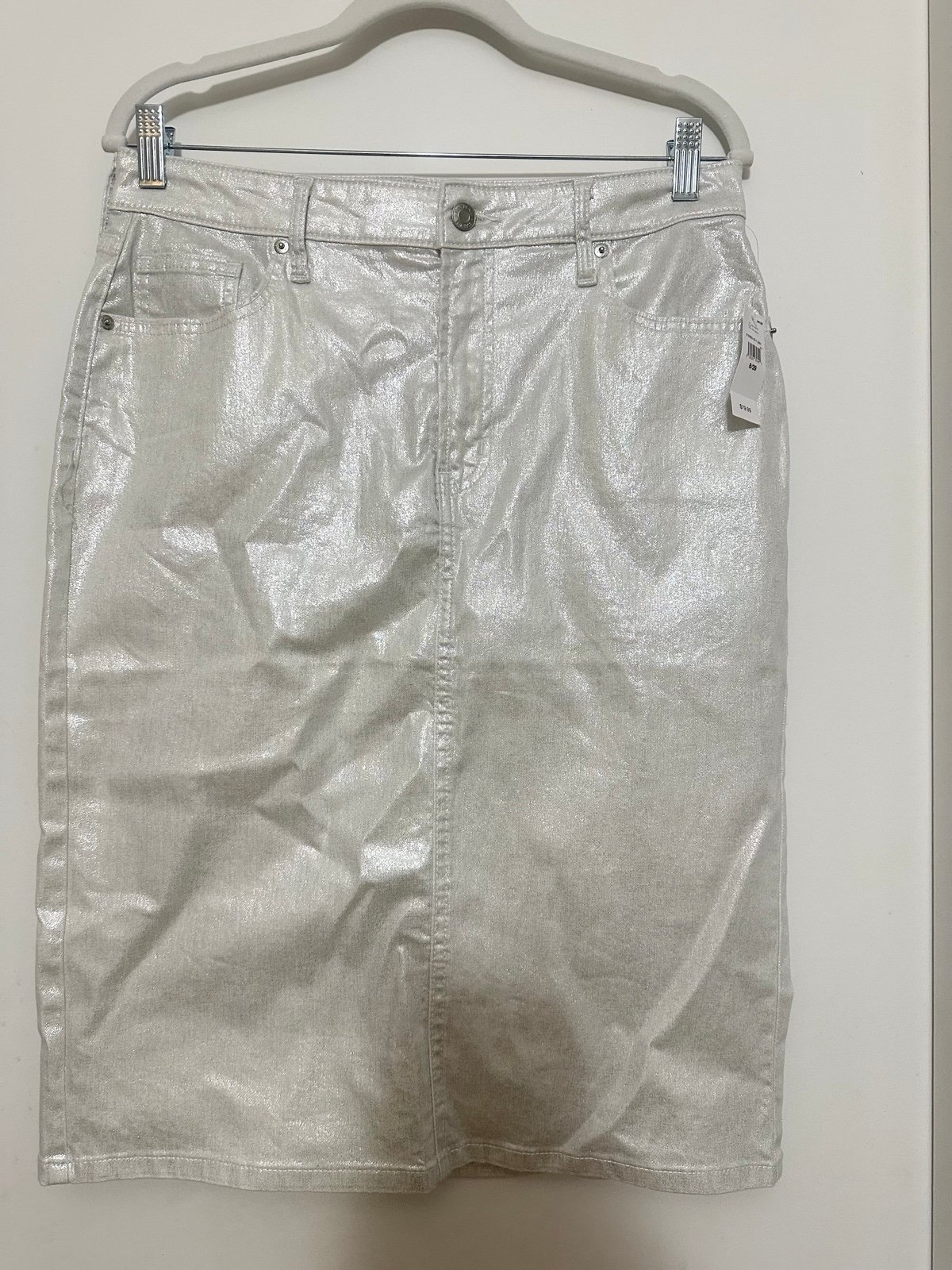 GAP silver/white denim skirt