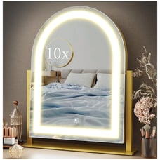 Vanity Mirror 3 Color Lighting, Detach 10X Magnif Touch, 360°Rotation 15.2in.