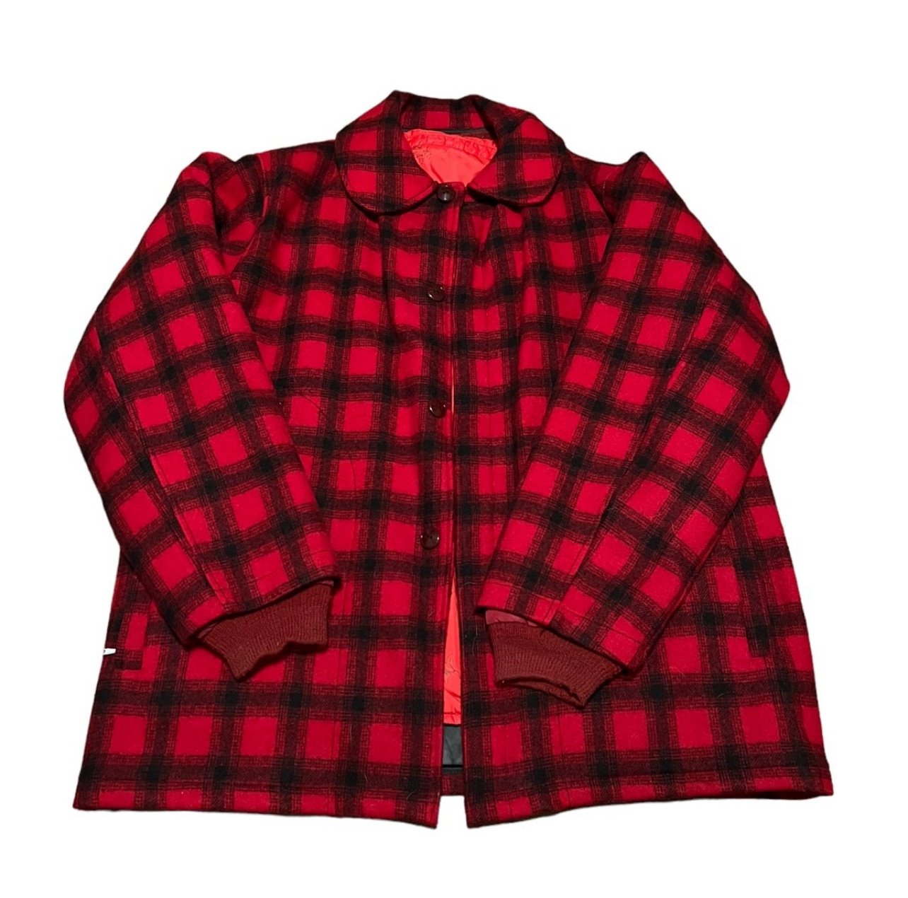 Vintage Woolrich Jacket Lined Mackinaw Red Buffalo Plaid Wool Hunting Coat Sz 42