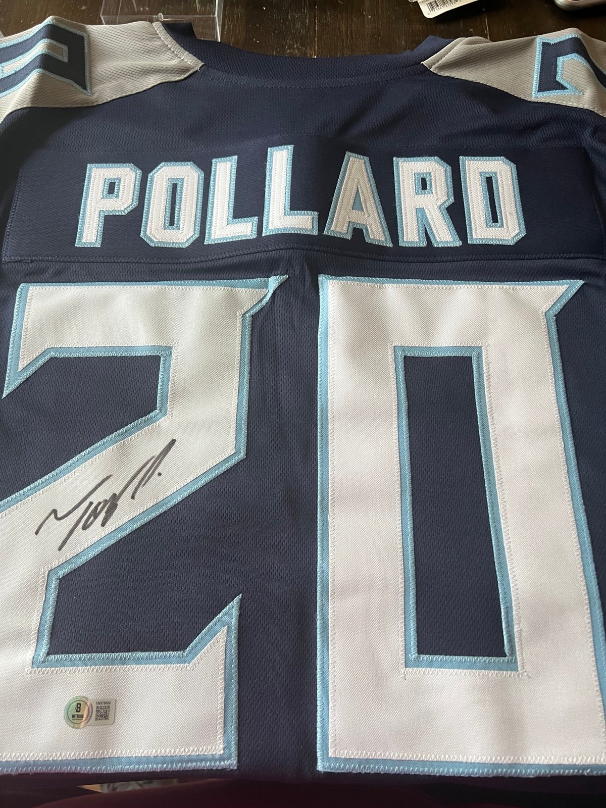 Tony Pollard Tennessee titans signed autog football jersey Beckett certified