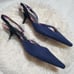 ZARA Floral Patterned Sandals Pumps Pointed Backstrap 38 Navy