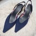 ZARA Floral Patterned Sandals Pumps Pointed Backstrap 38 Navy
