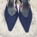 ZARA Floral Patterned Sandals Pumps Pointed Backstrap 38 Navy