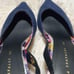 ZARA Floral Patterned Sandals Pumps Pointed Backstrap 38 Navy