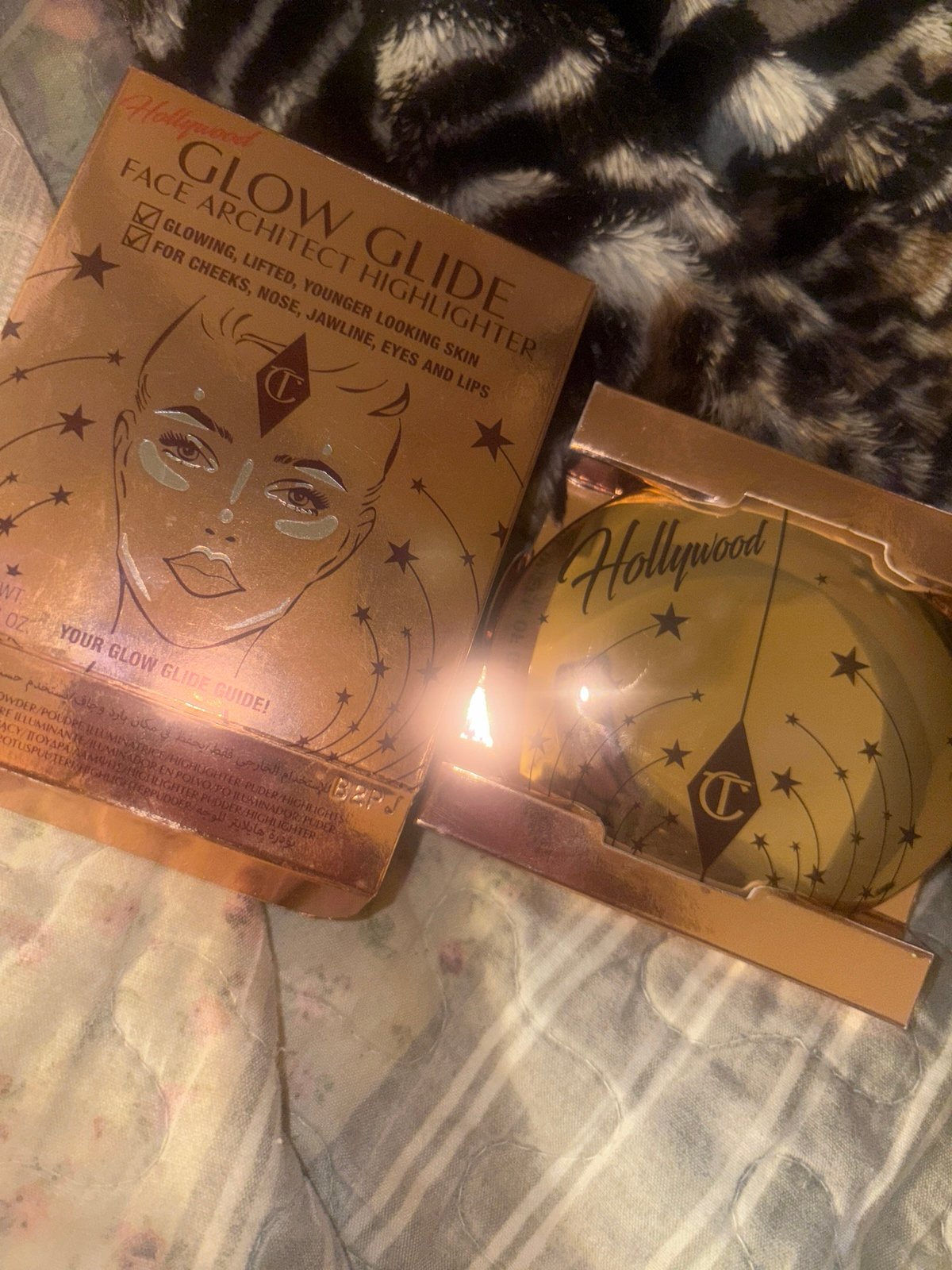 BNIB charlotte Tilbury Gilded Glow highlighter face makeup Hollywood beauty
