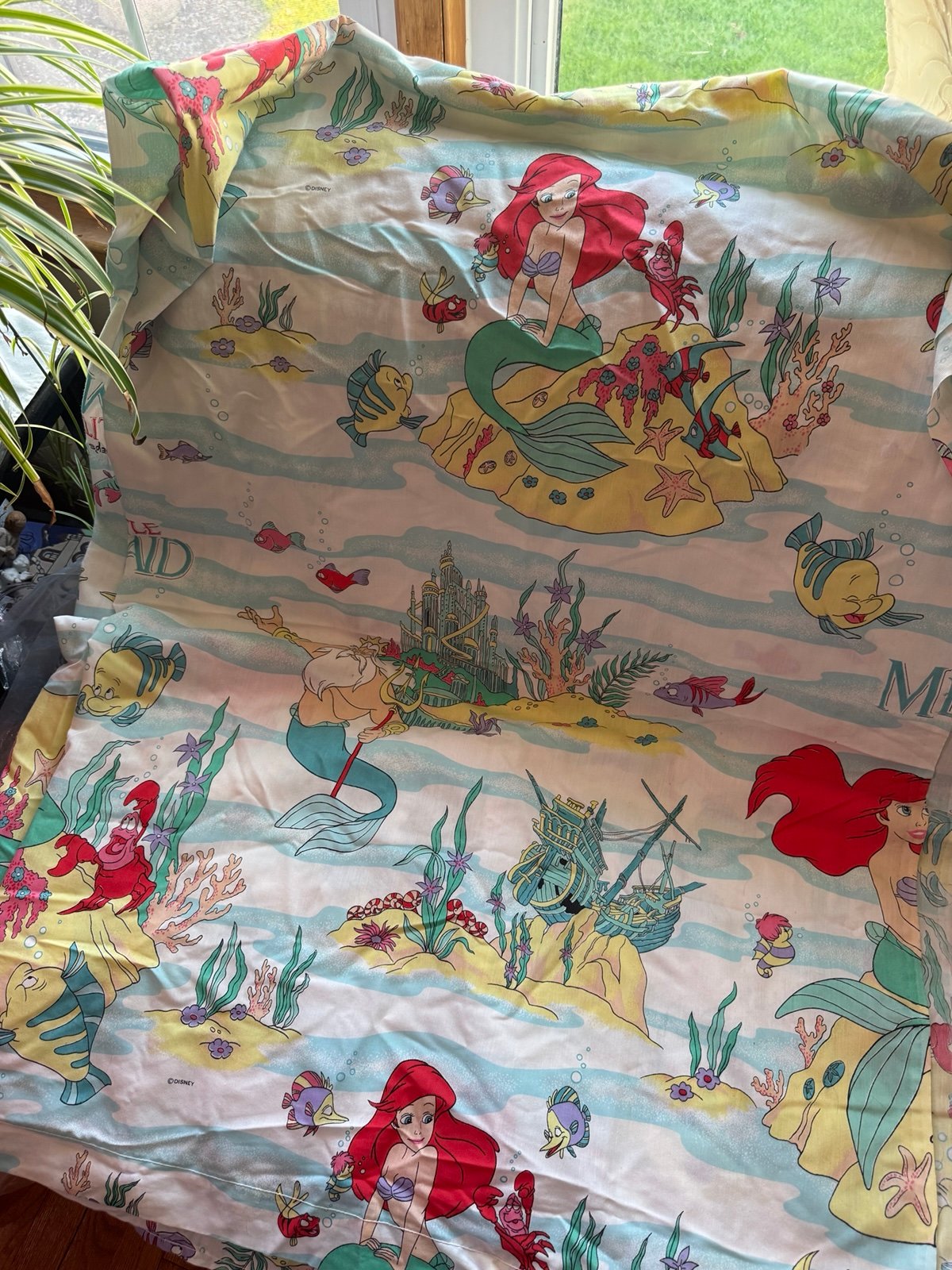 Vintage Disney the little mermaid double size flat sheet bed cover