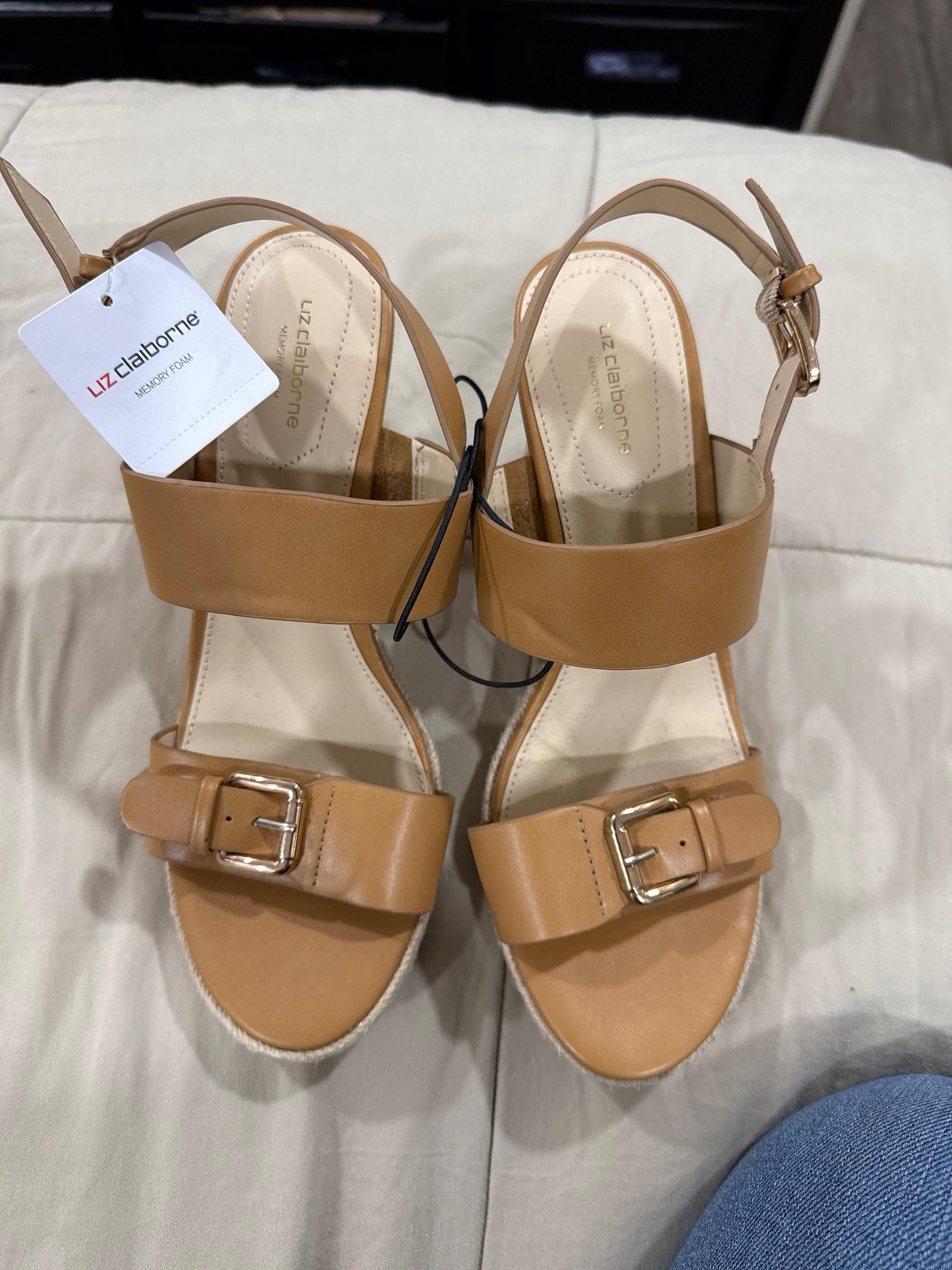 Liz Claiborne Women's NEW Marley Tan Espadrille Wedge Strap Sandals 9M