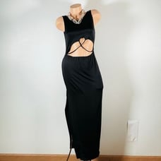 M Black cut out tank black super sexy Stretch long/maxi dress
