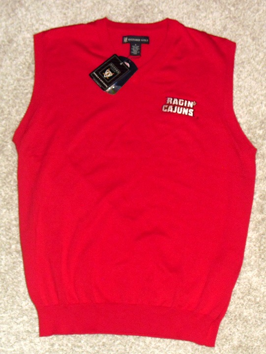 Louisiana Lafayette University Ragin Cajuns Mens Oxford Golf Sweater Sz. Small