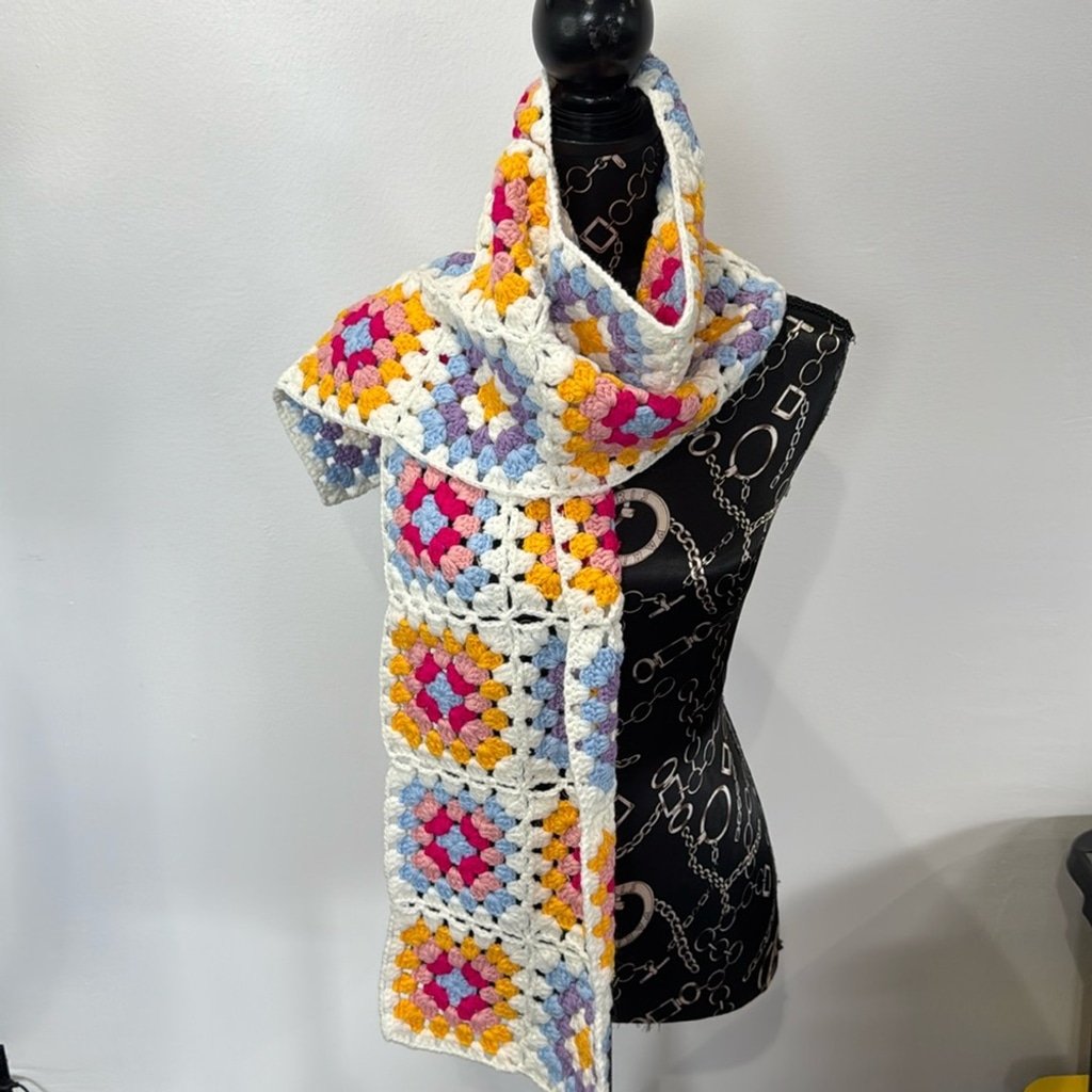 Aqua Crotchet Pastel Scarf NWT