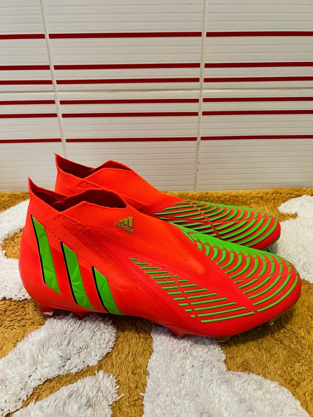Adidas Predator Edge+ FG Soccer Cleats Solar Red Green Mens 7.5
