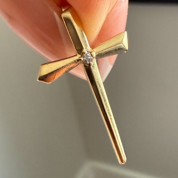 14K Solid Gold Cross Pendant