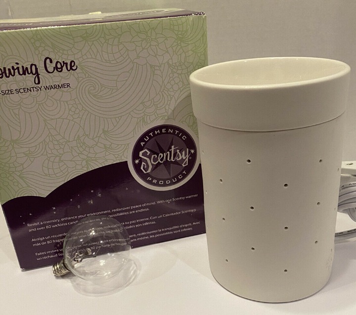 Scentsy Original Glowing Core Full Size Warmer In Box Retired 2010 White