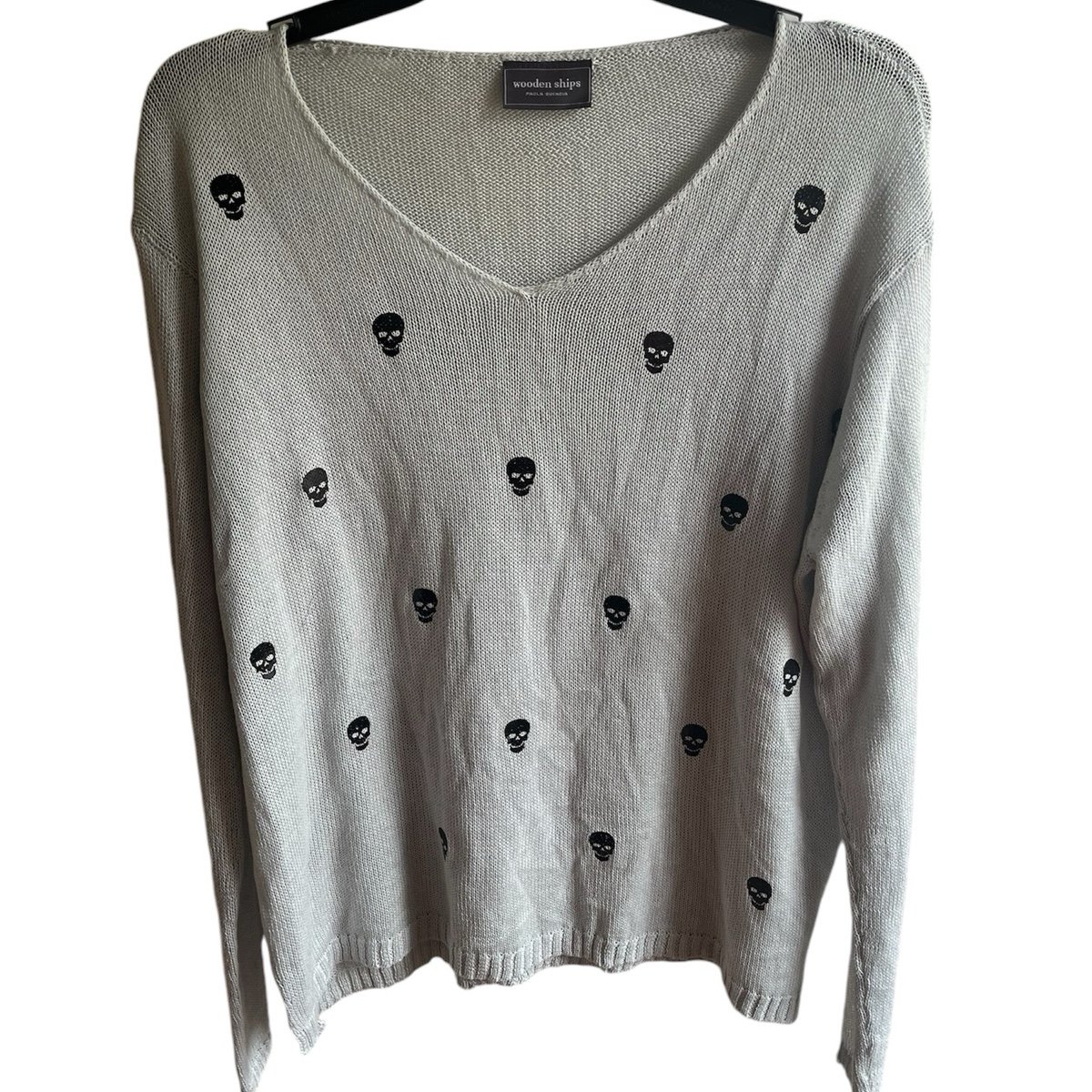 NWOT Wooden Ships Knit Skull Sweater S/M