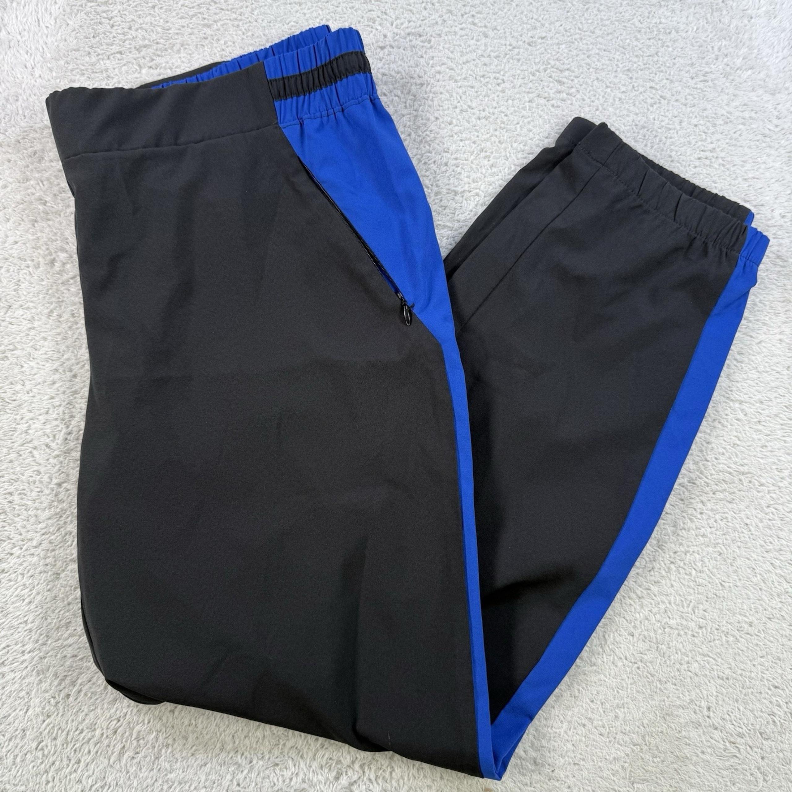 Fabletics Joggers Women 2XL Black Blue Windsor Zip Pockets Performance Stretch