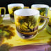 Vtg Noritake Morimura Hand Painted Swans on Pond 5 Dematasse Cups & Platter Set