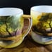 Vtg Noritake Morimura Hand Painted Swans on Pond 5 Dematasse Cups & Platter Set