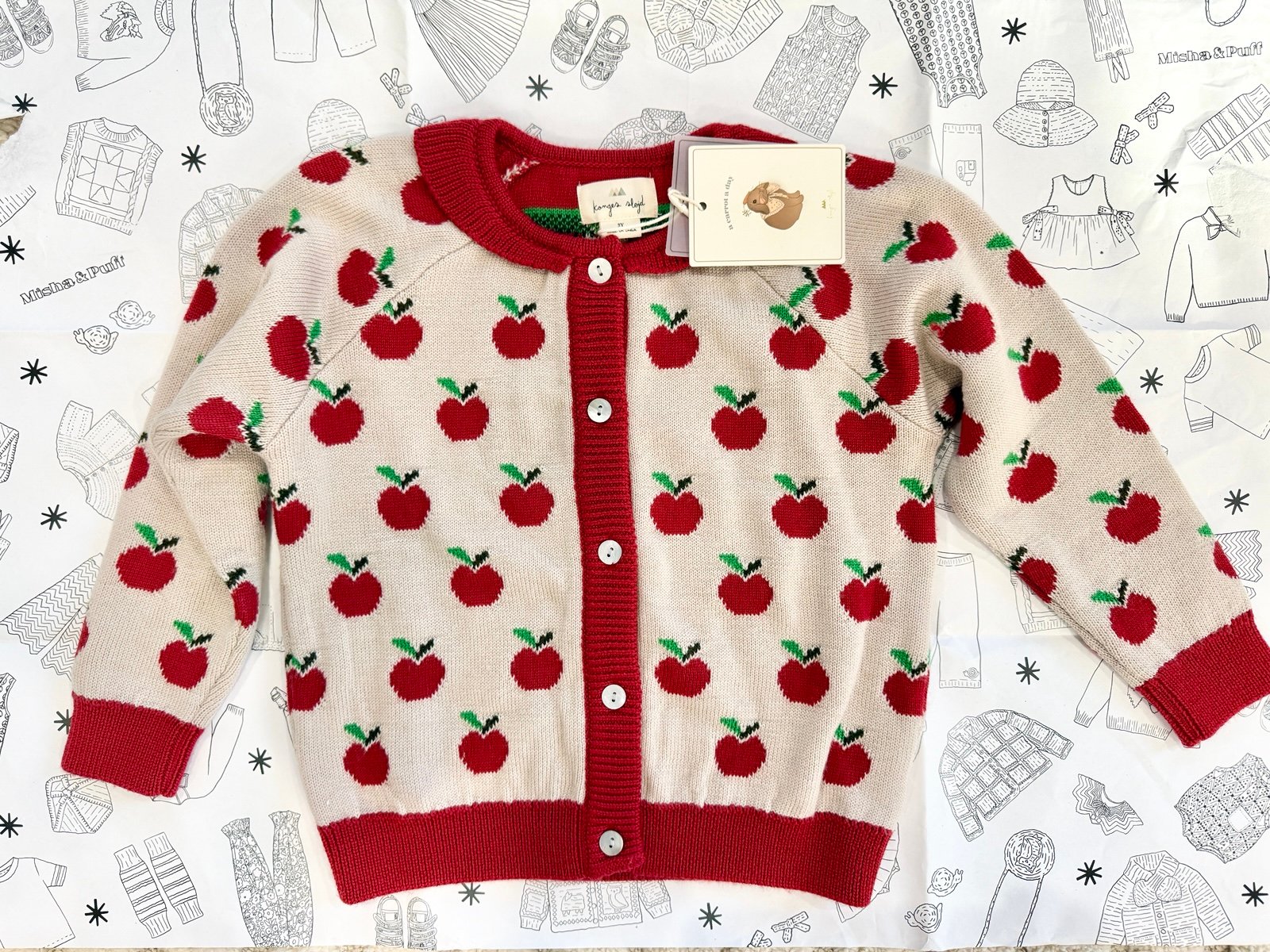 Konges Sløjd Belou Cardigan Apple Pomme 3Y NWT