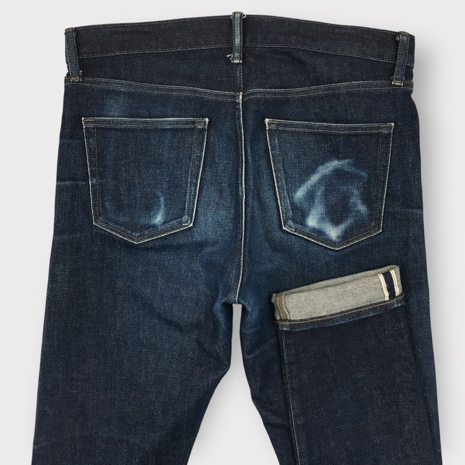 Uniqlo Jeans Mens 32x34 Blue Selvedge Slim Straight Kaihara Denim Great Fade