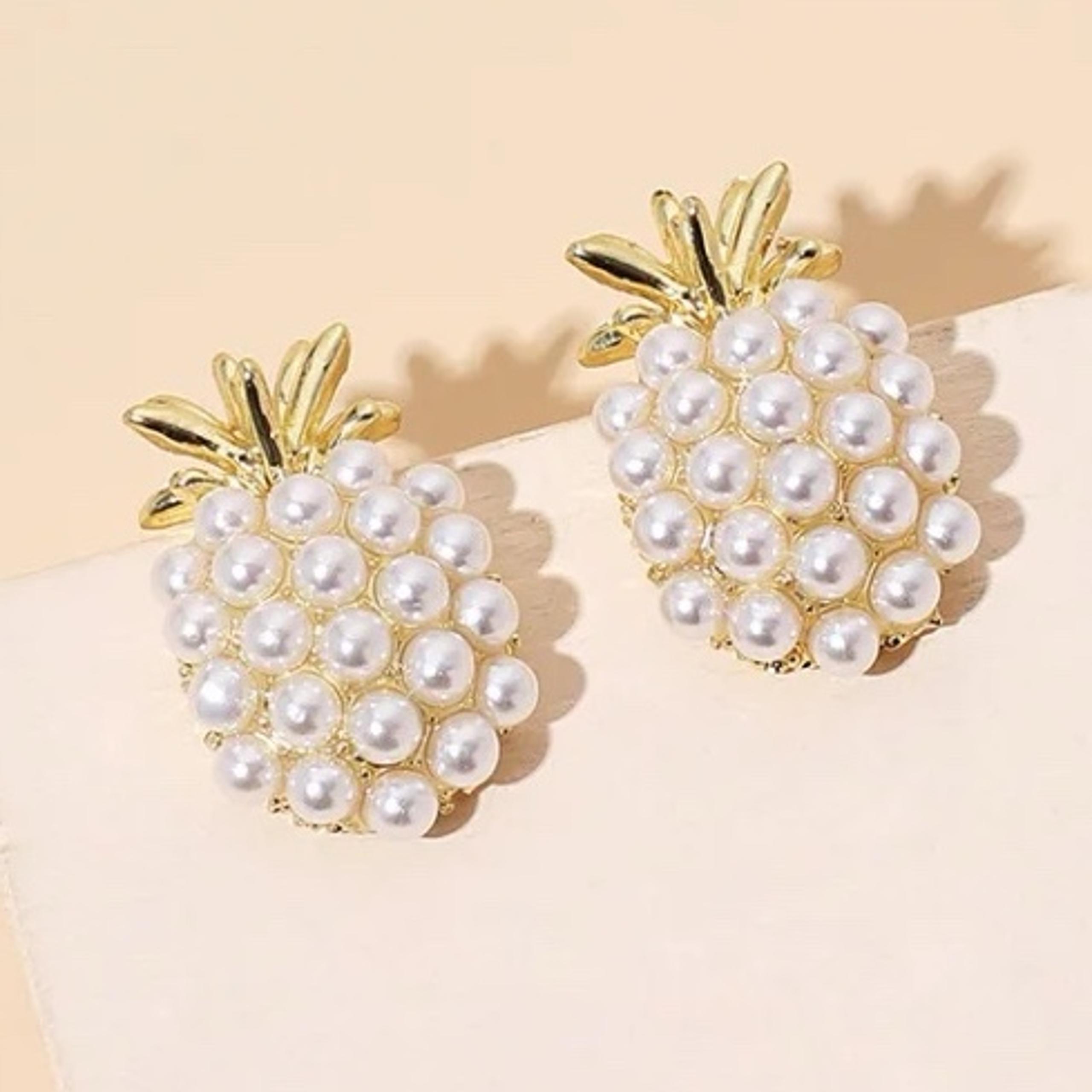 Demure Pineapple Pearl Earrings Womens Jewelry Formal Party Pearls Bridal Gifts