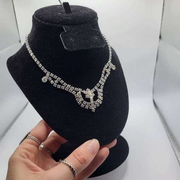 Vintage 50s Hollywood Glam Rhinestone Choker Necklace