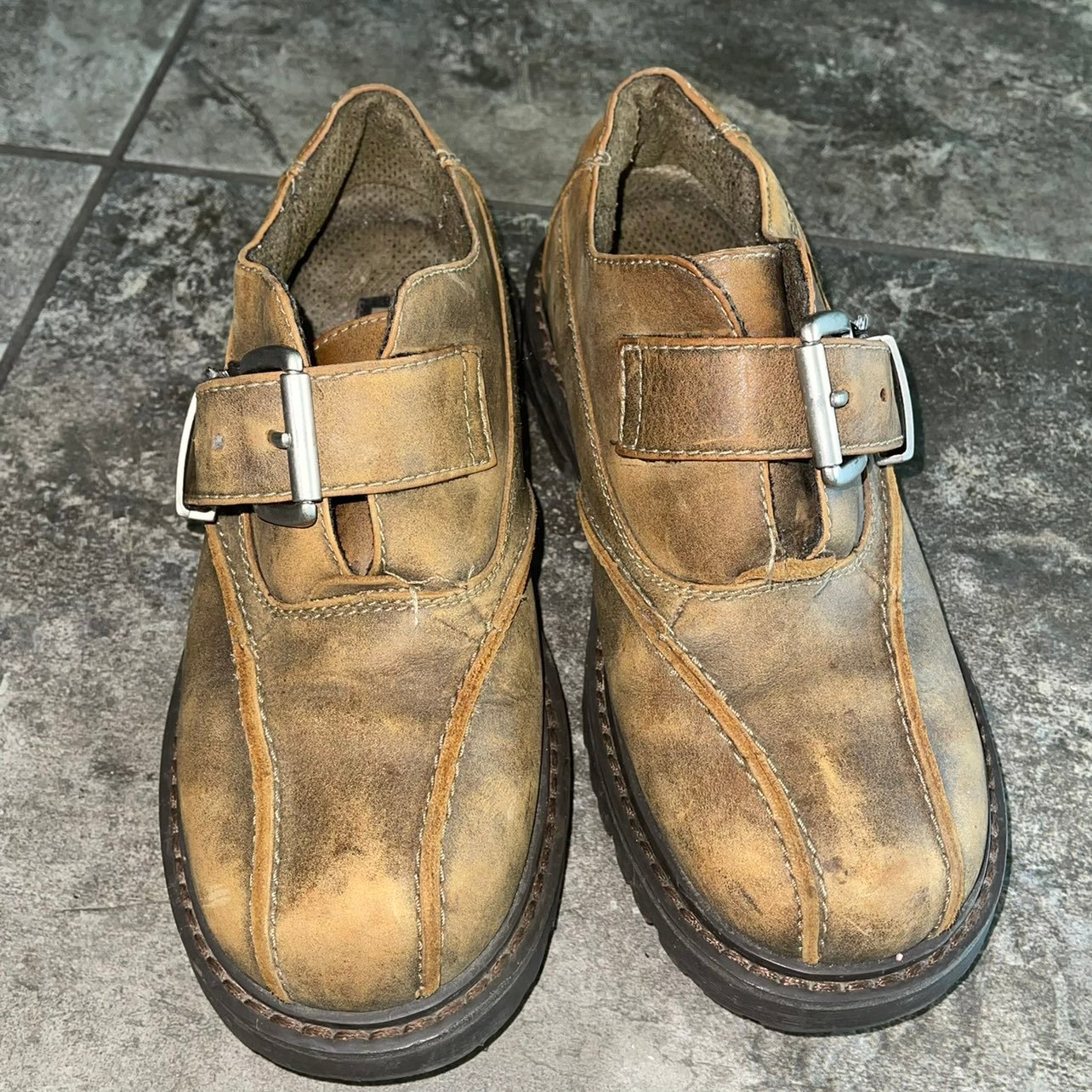 Bed Stu Brown Leather Monk Buckle Distressed Shoe Mens 8 41