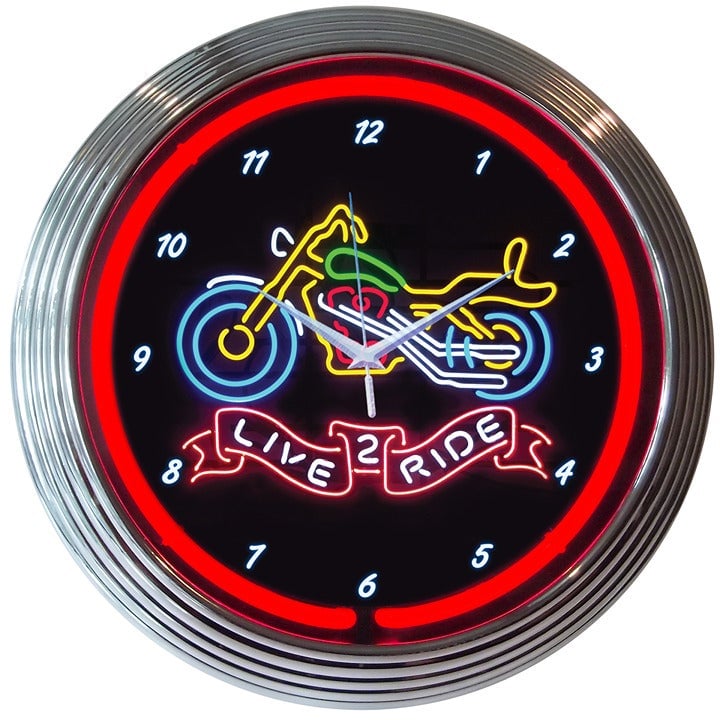 Live 2 Ride Neon Clock 15 x15 8LIVE2