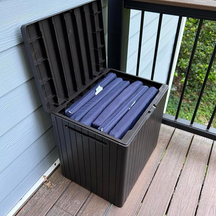 30 Gallon Brown Resin Deck Box Ideal Solution for Patio Furniture Pool Accessori