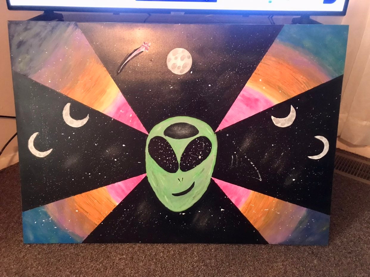 Alien glow in the dark really big painting