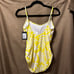 NWT Kate Spade Yellow Floral One Piece Scoop Back Swimsuit Size Large