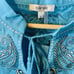 Tyler Boe Womens Linen Aimee Embroidered Ruffled V-Neck Tied Dress Blue Size L