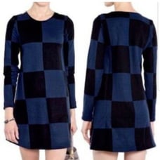 Marc by Marc Jacobs Women's Wool Blend Blue Black Checked Sweater Dress- XS