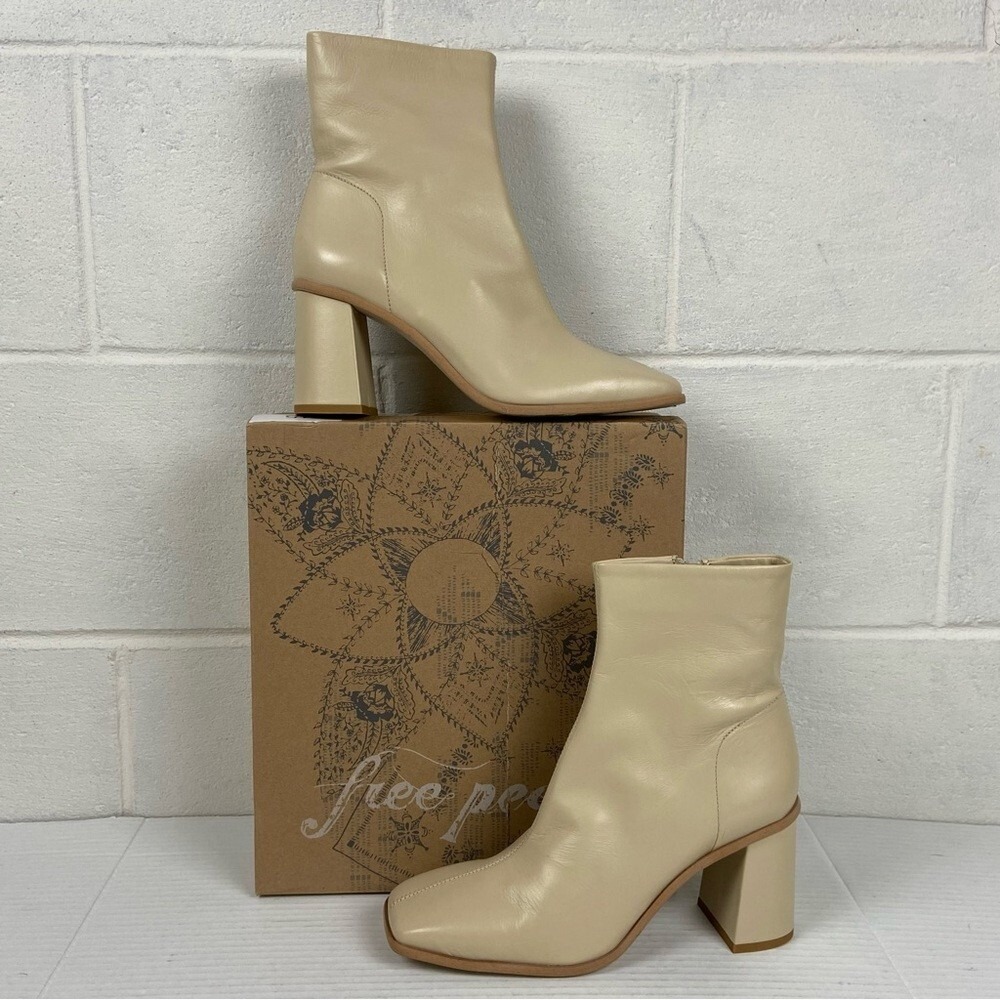 NIB Free People Sienna Leather Ankle Boot in Buttercream EU 39/US 8.5 #OB1508158