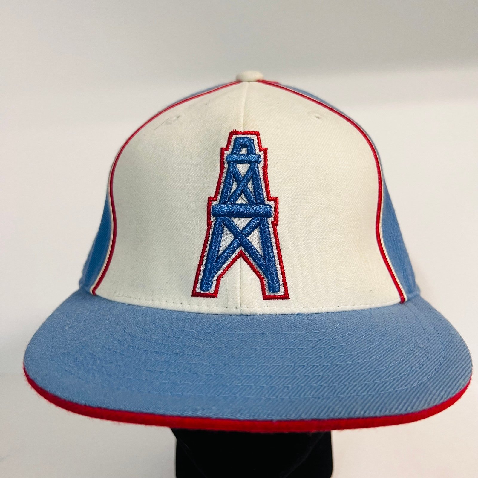 Houston Oilers Reebok Throwbacks Hat Cap Fitted White Blue Gridiron NFL Snapback