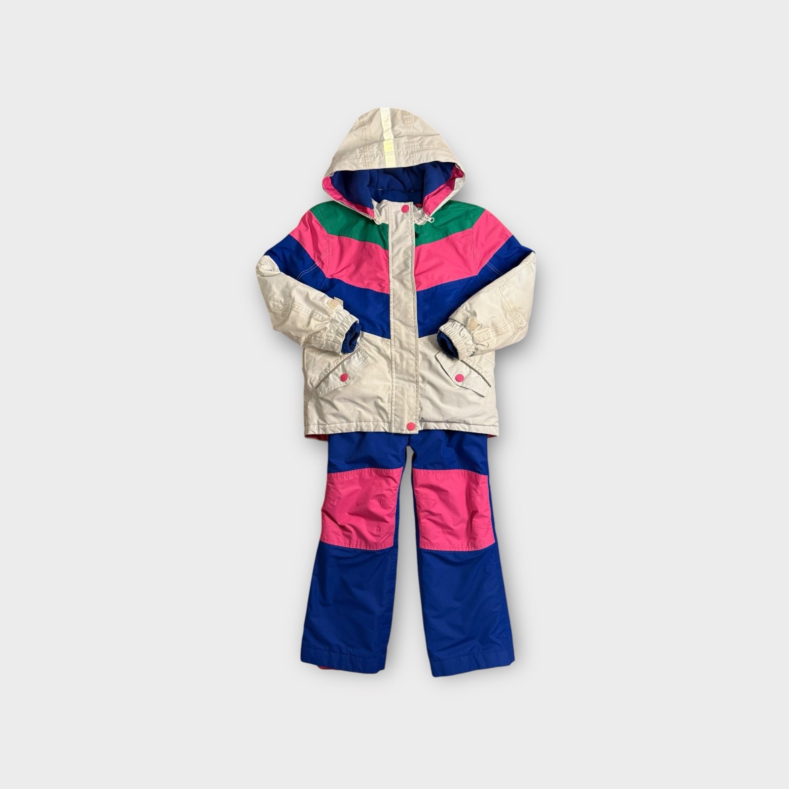 Mini Boden Powder Snow Jacket Color Block & Bib Matching Set