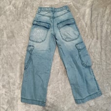 A.LAB Rave Cargo Giga Light Blue Denim Jeans Y2K-theme Embroidered Branding 28W