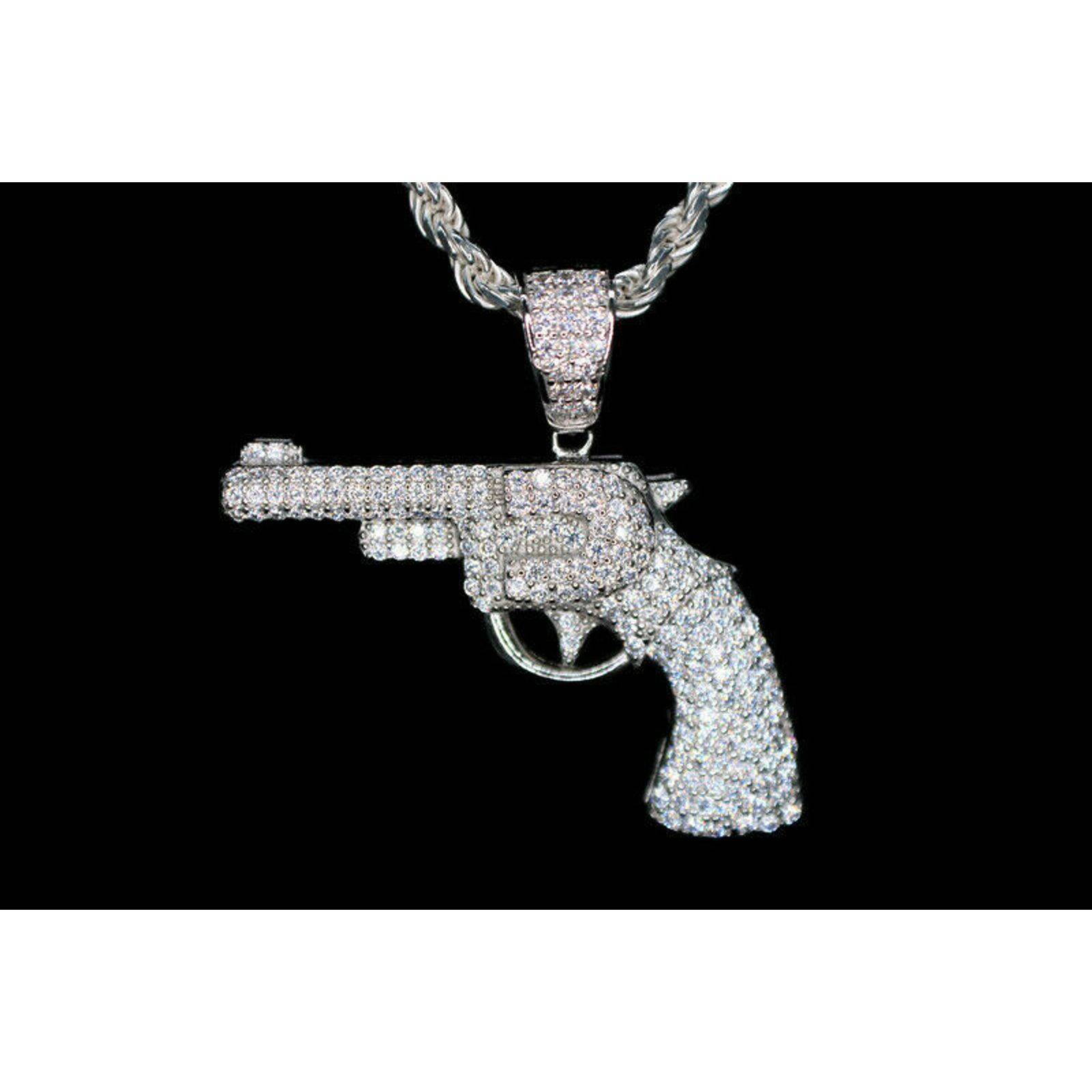 Revolver Hand Gun Necklace 925 Silver