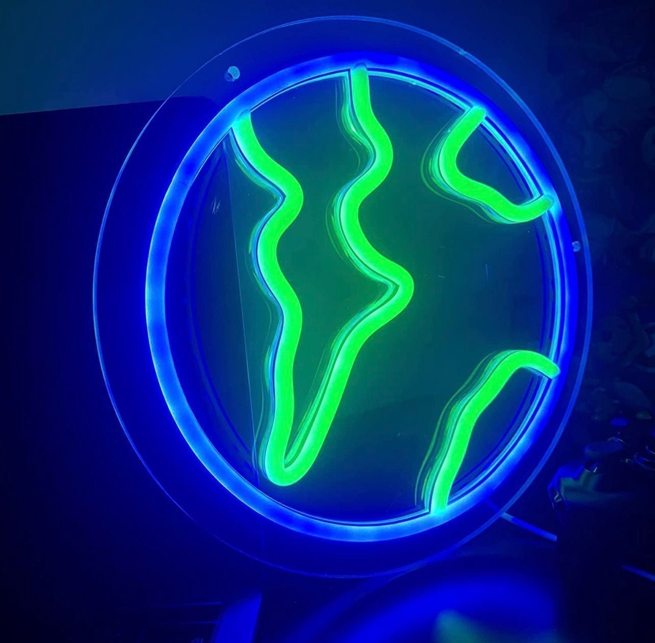 Bright Round Earth LED Light Sign Room Decoration