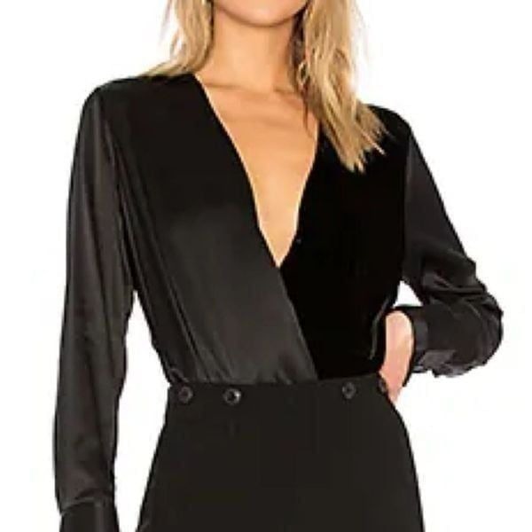 Rag & Bone NWT Victor Black Wrap Style Long Sleeve Blouse. Size XS.