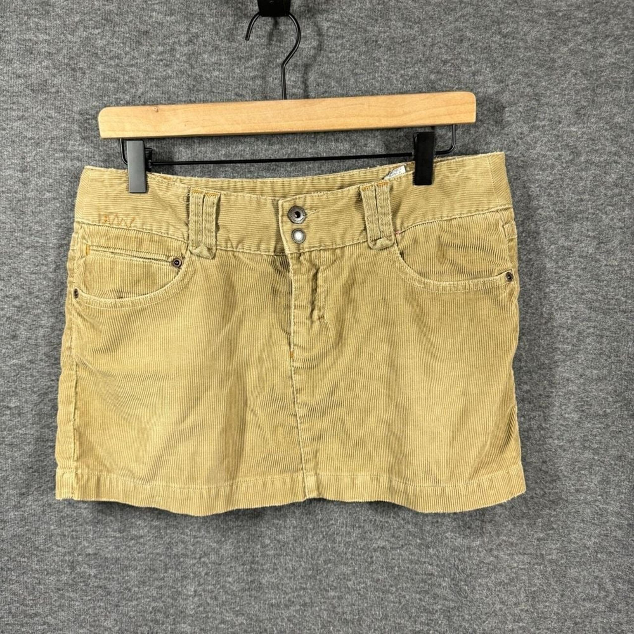 Vintage Y2K American Eagle Corduroy Micro Mini Skirt Womens Size 8 Brown Preppy