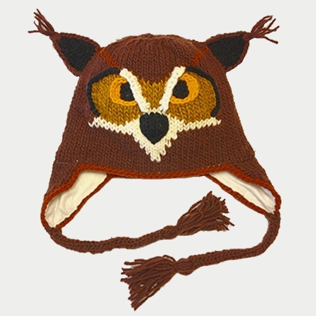 Brown Owl Knit Hat