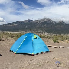 4 person tent. 1 sleeping bag. 1 sleeping pad.