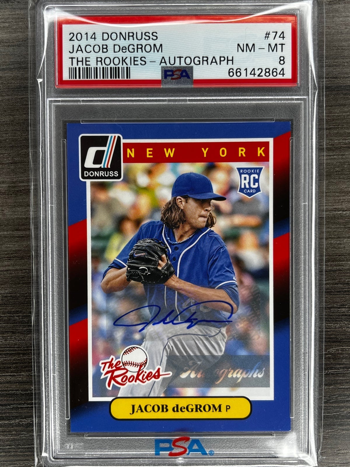 2014 Donruss Jacob DeGrom The Rookies Autograph PSA 8