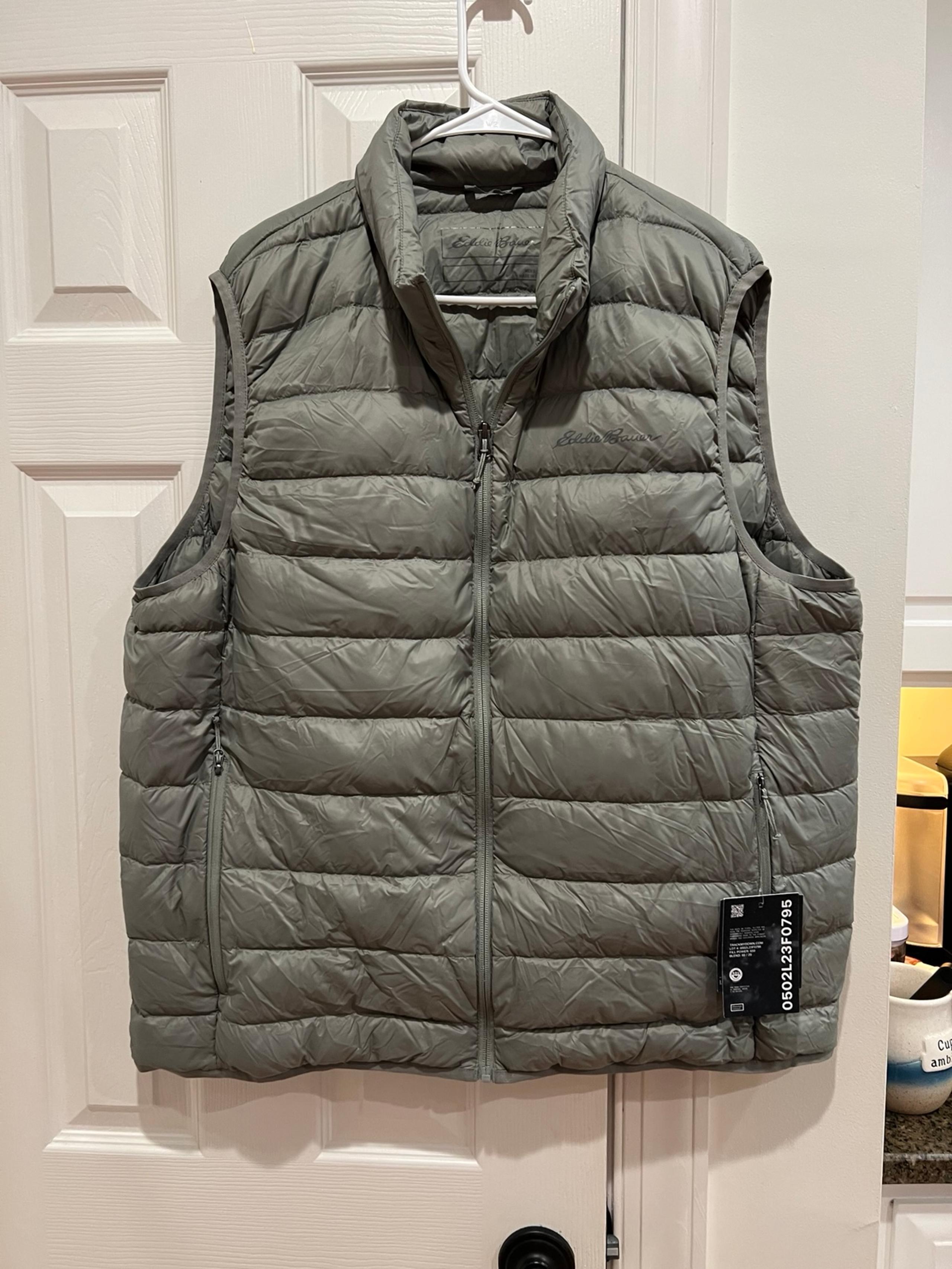 New Eddie Bauer Vest Mens XL Sage/Green EB650 Full Zip Down Filled Puffer