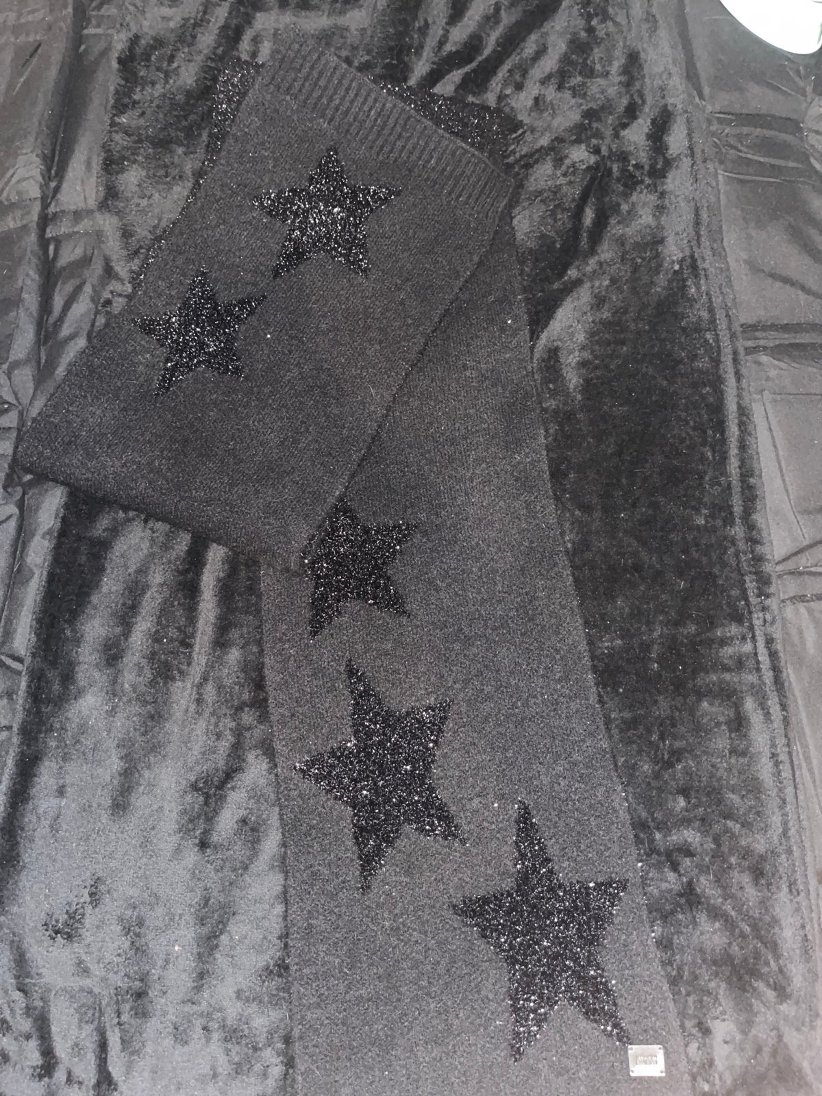 Black glitter stars allsaints scarf