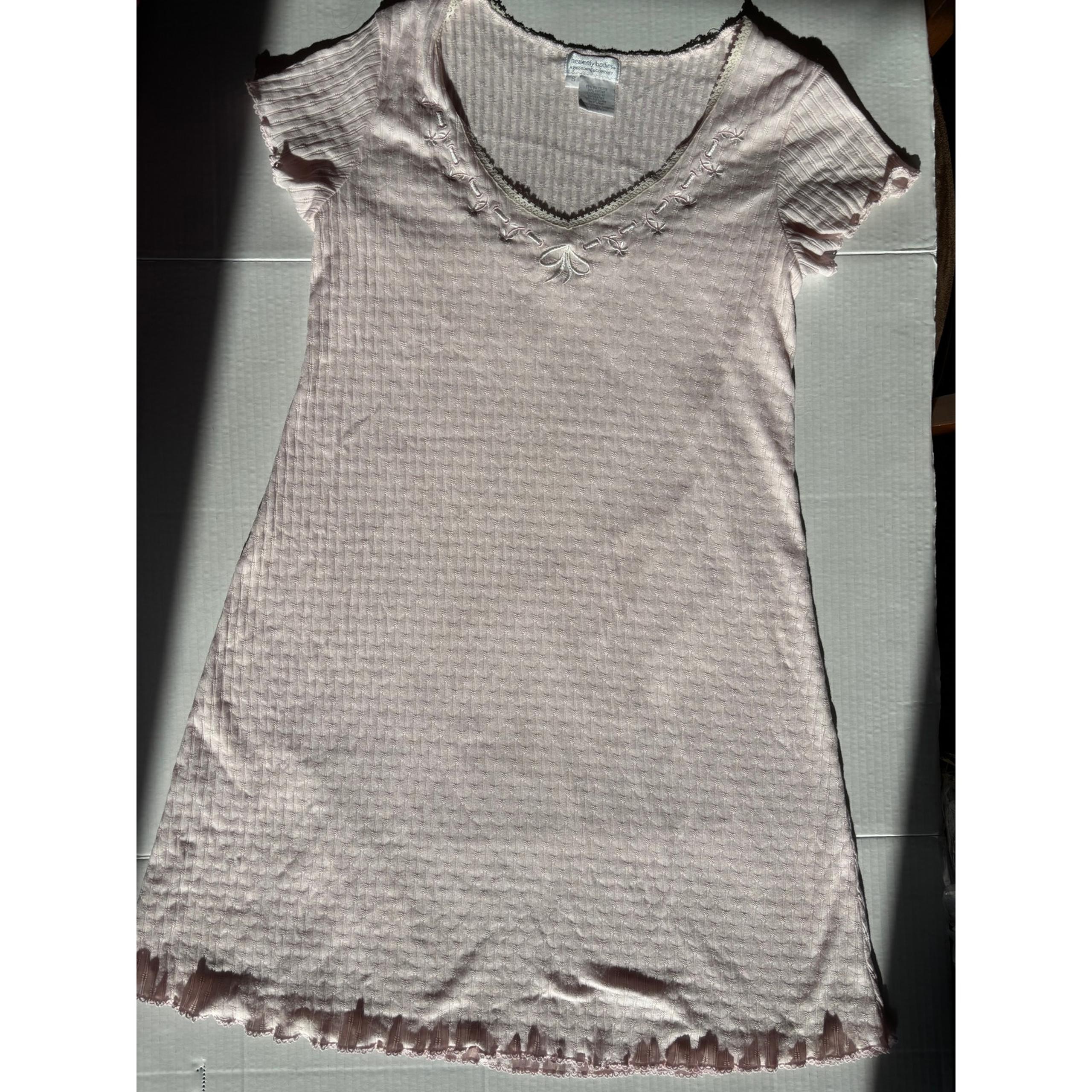 MISS ELAINE Classics Light Pink Nightgown FLORAL Embroidered LACE Women Sz Small