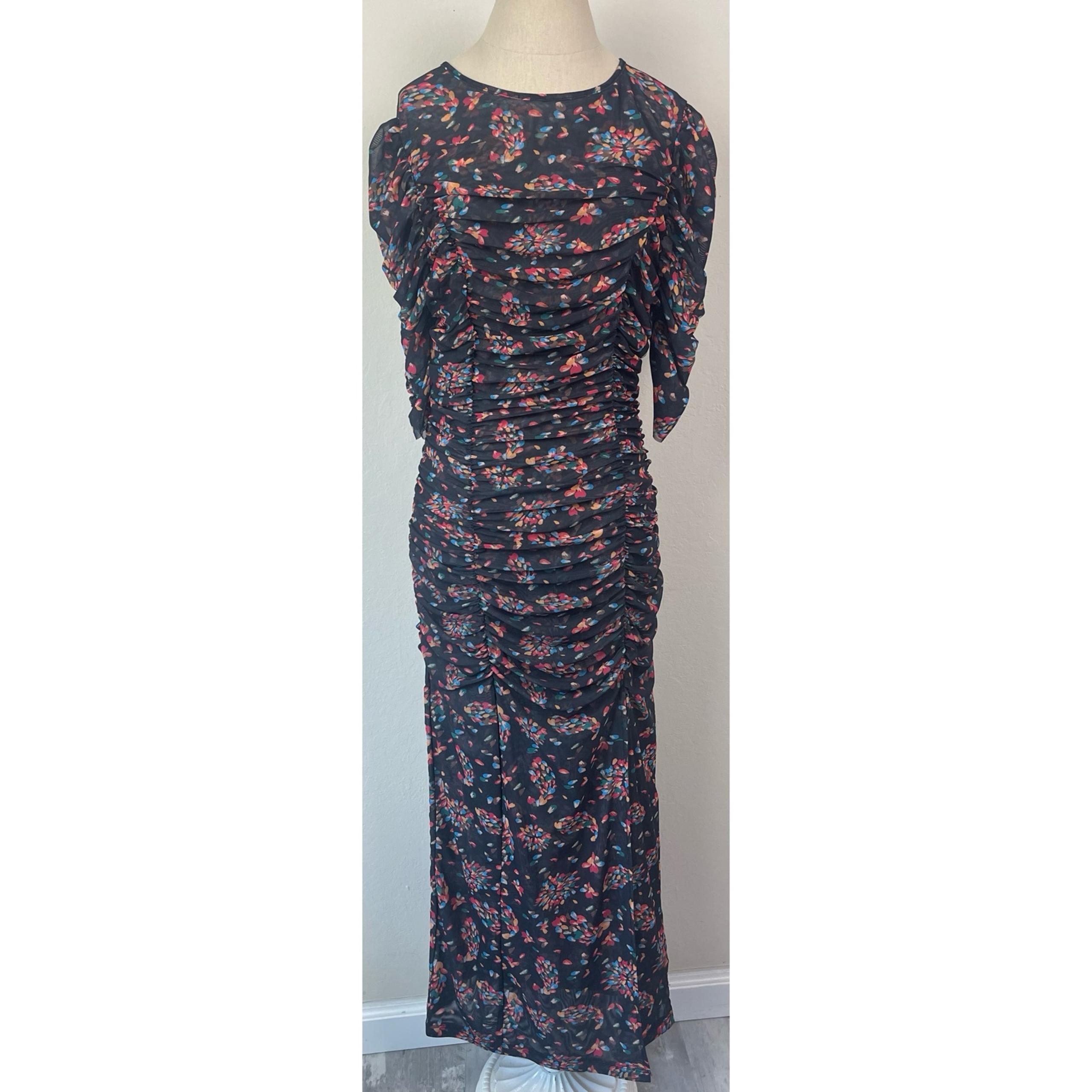 Free People Briella Floral Sheer Scrunched Midi Dress