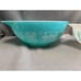 Vintage Pyrex Butterprint Turquoise & White Cinderella Bowls 443 & 444 Set