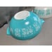 Vintage Pyrex Butterprint Turquoise & White Cinderella Bowls 443 & 444 Set